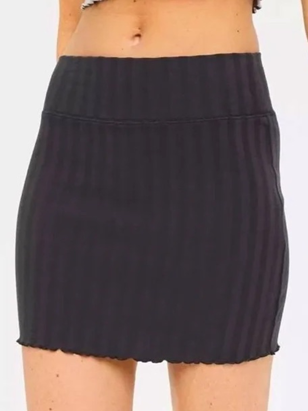 Offline by Aerie Black Ribbed Mini Skirt